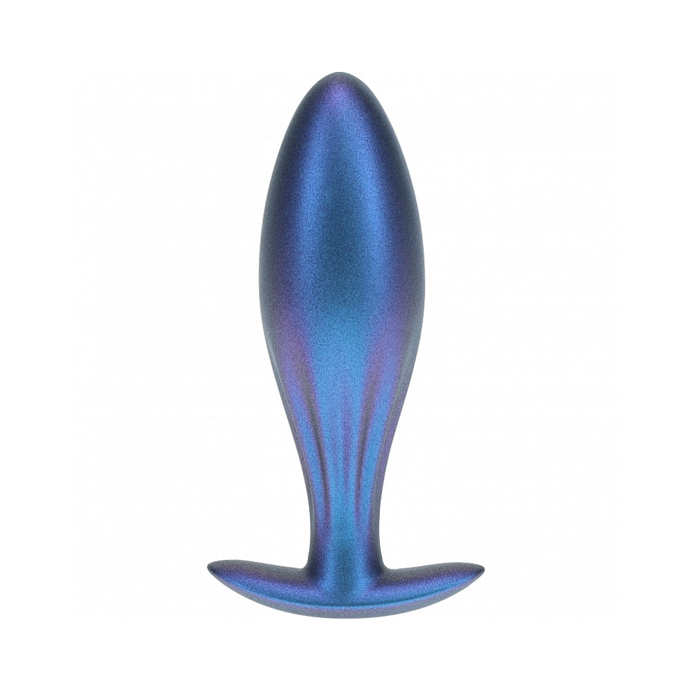 OUCH! SMOOTH SILICONE OVAL ANAL PLUG 4.6 IN. METALLIC BLUE
