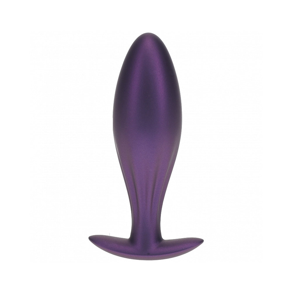 OUCH! SMOOTH SILICONE OVAL ANAL PLUG 4.6 IN. METALLIC PURPLE