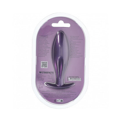 OUCH! SMOOTH SILICONE OVAL ANAL PLUG 4.6 IN. METALLIC PURPLE