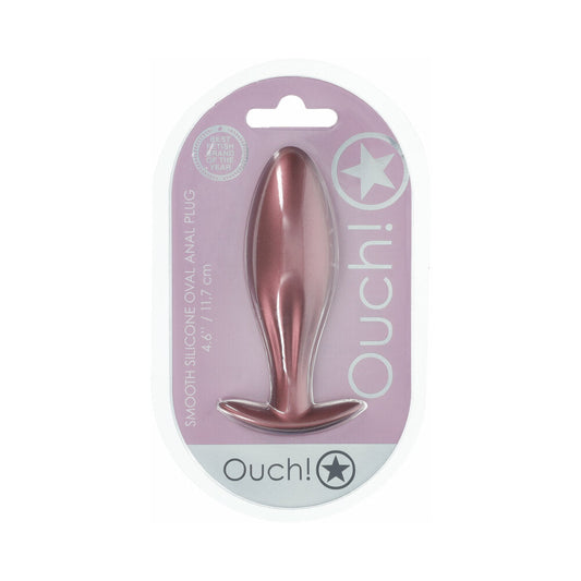 SHOTS - OUCH! SMOOTH SILICONE OVAL ANAL PLUG 4.6 IN. ROSE GOLD