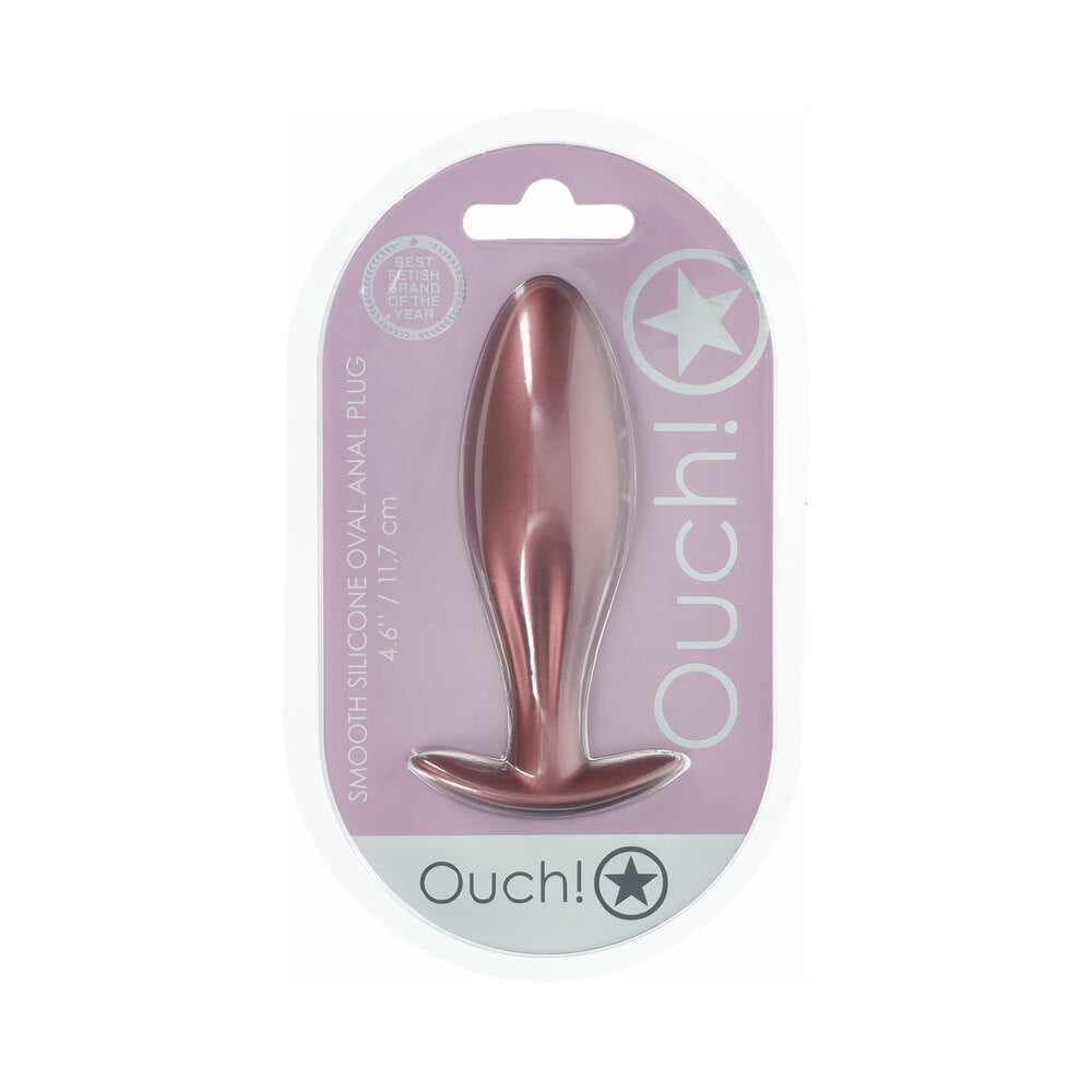 OUCH! SMOOTH SILICONE OVAL ANAL PLUG 4.6 IN. ROSE GOLD