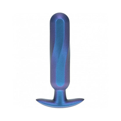 OUCH! SMOOTH SILICONE OBLONG ANAL PLUG 4.6 IN. METALLIC BLUE