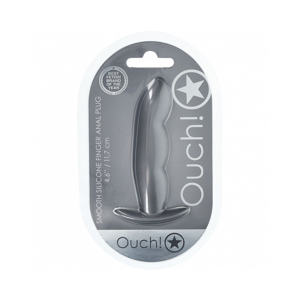 SHOTS - OUCH! SMOOTH SILICONE FINGER ANAL PLUG 4.6 IN. GUN METAL