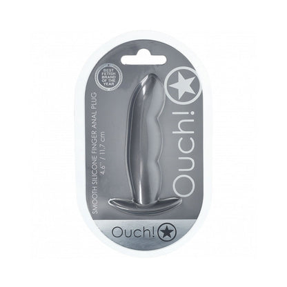 OUCH! SMOOTH SILICONE FINGER ANAL PLUG 4.6 IN. GUN METAL