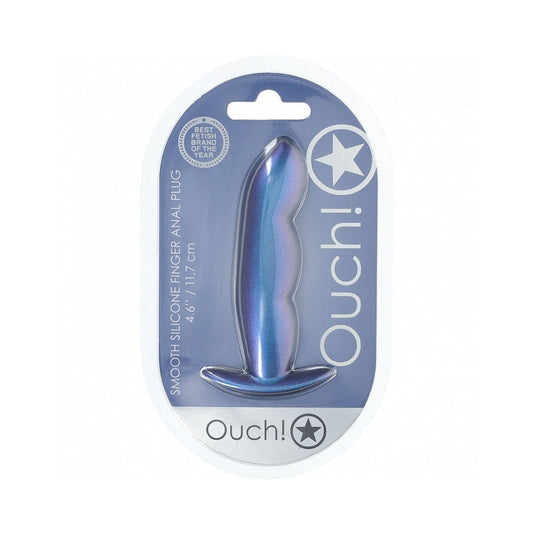 SHOTS - OUCH! SMOOTH SILICONE FINGER ANAL PLUG 4.6 IN. METALLIC