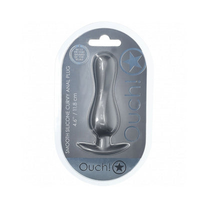 OUCH! SMOOTH SILICONE CURVY ANAL PLUG 4.6 IN. GUN METAL