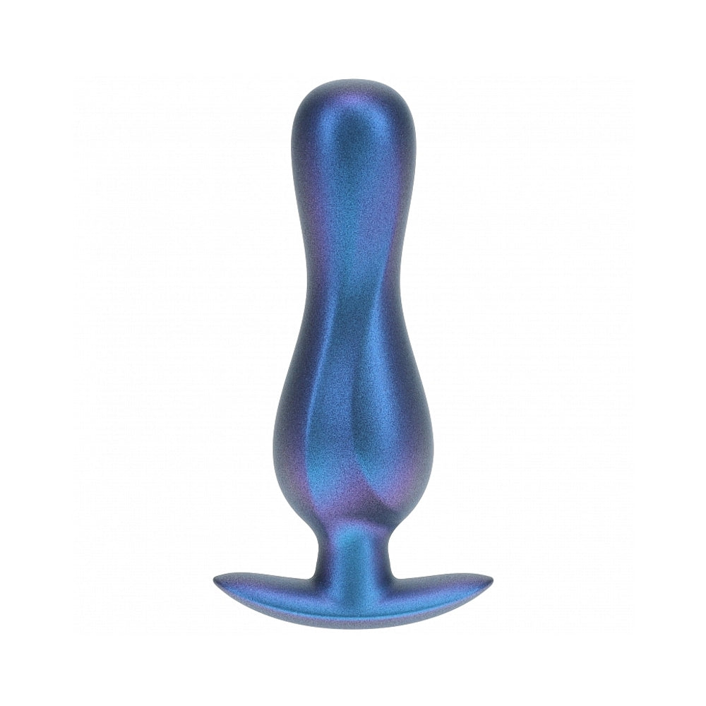OUCH! SMOOTH SILICONE CURVY ANAL PLUG 4.6 IN. METALLIC BLUE