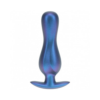 OUCH! SMOOTH SILICONE CURVY ANAL PLUG 4.6 IN. METALLIC BLUE