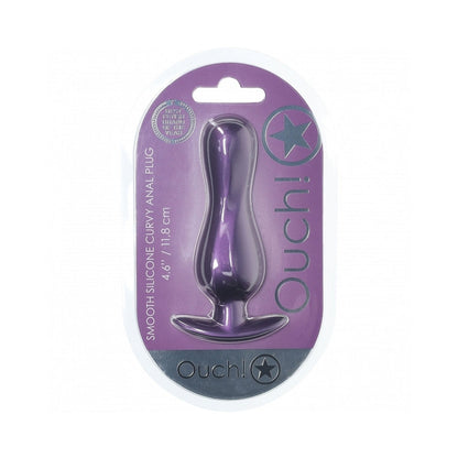 OUCH! SMOOTH SILICONE CURVY ANAL PLUG 4.6 IN. METALLIC PURPLE