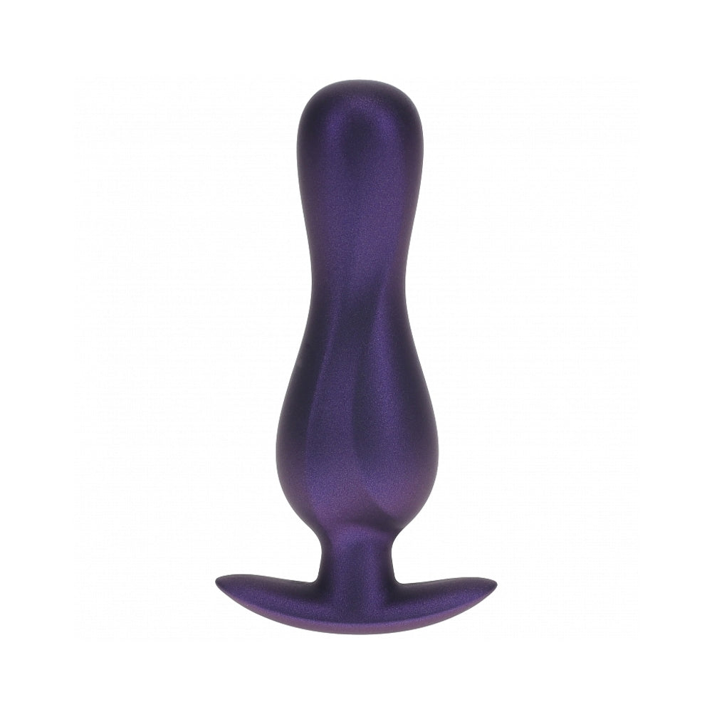 OUCH! SMOOTH SILICONE CURVY ANAL PLUG 4.6 IN. METALLIC PURPLE