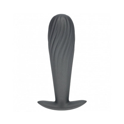 OUCH! SMOOTH SILICONE RIBBED ANAL PLUG 4.6 IN. GUN METAL