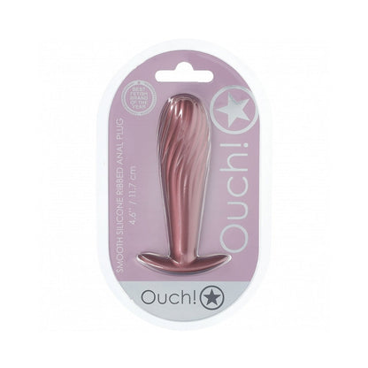 SHOTS - OUCH! SMOOTH SILICONE RIBBED ANAL PLUG 4.6 IN. ROSE GOLD