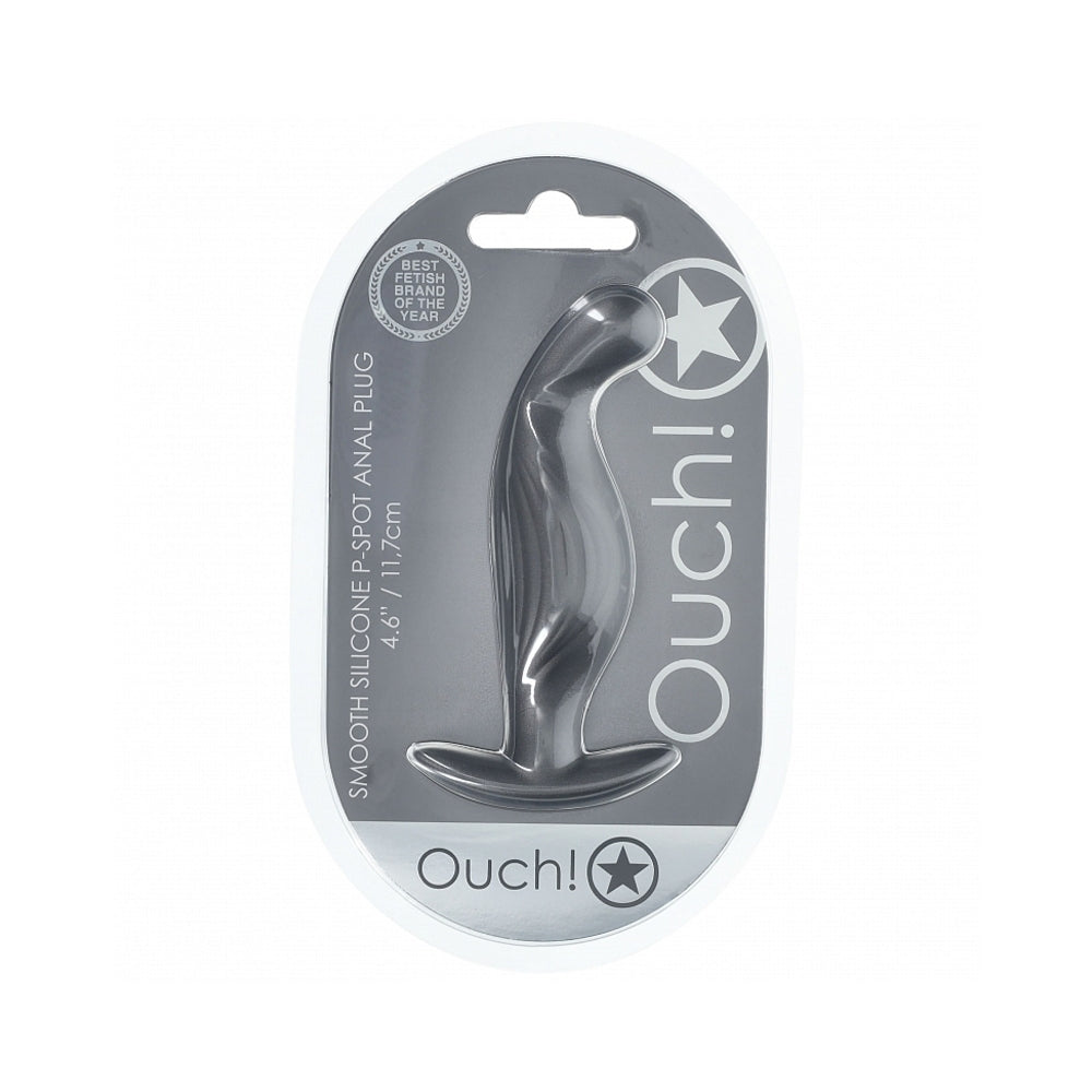 OUCH! SMOOTH SILICONE P-SPOT ANAL PLUG 4.6 IN. GUN METAL