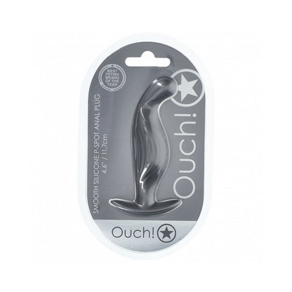 OUCH! SMOOTH SILICONE P-SPOT ANAL PLUG 4.6 IN. GUN METAL