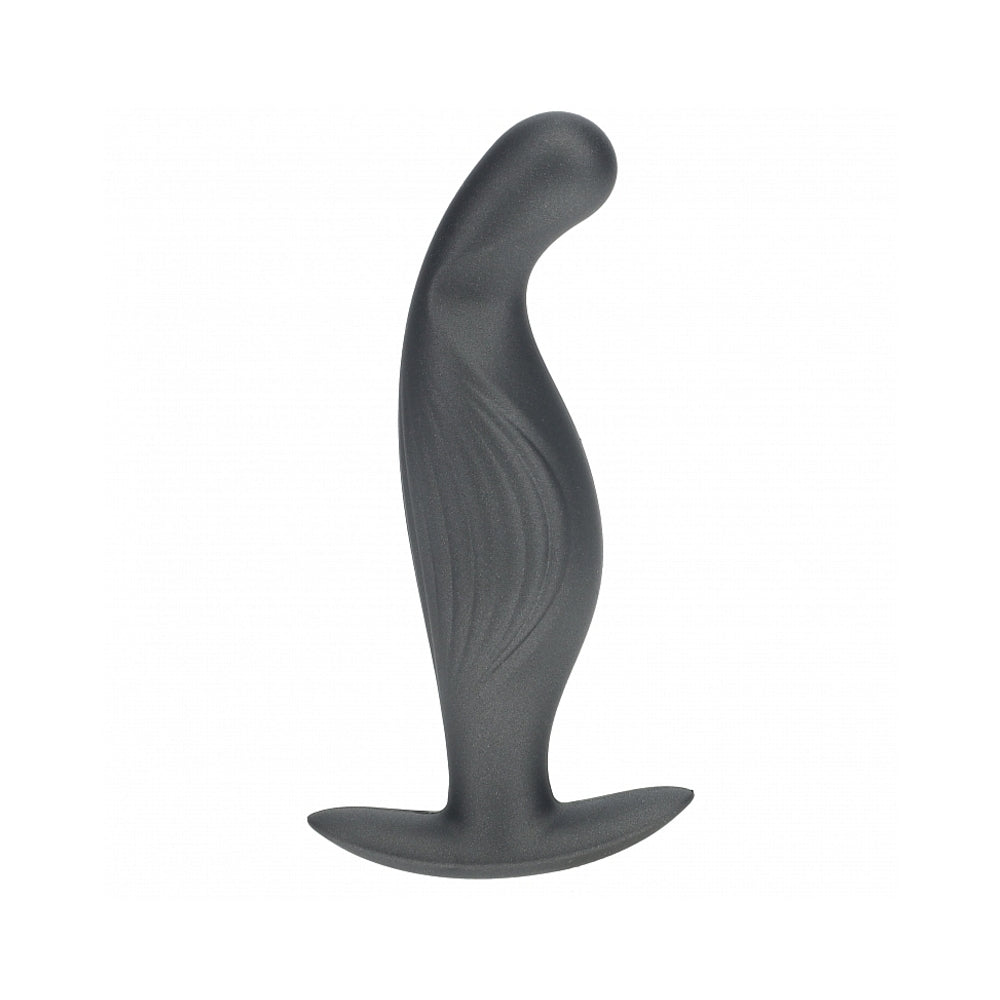 OUCH! SMOOTH SILICONE P-SPOT ANAL PLUG 4.6 IN. GUN METAL