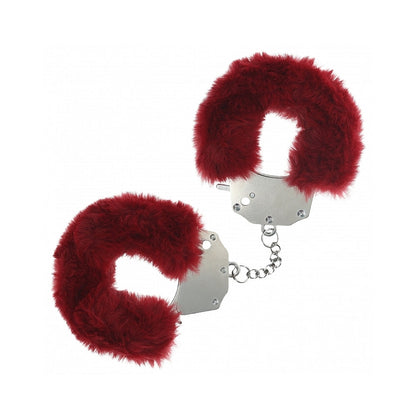 OUCH! HEAVY-DUTY FLUFFY HANDCUFFS BURGUNDY