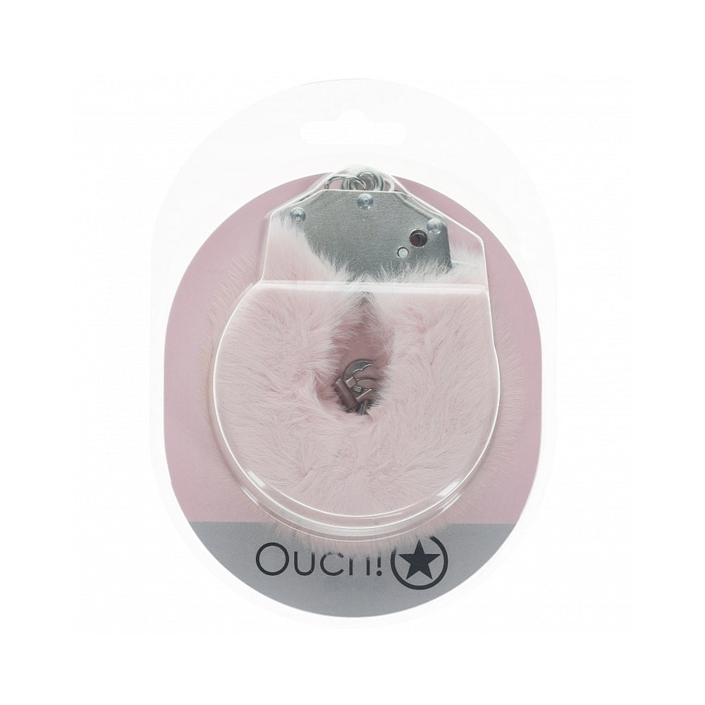 OUCH! HEAVY-DUTY FLUFFY HANDCUFFS POWDER PINK