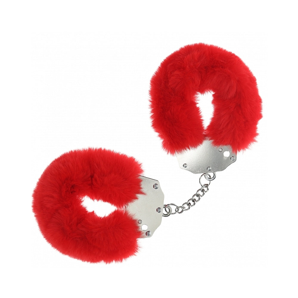OUCH! HEAVY-DUTY FLUFFY HANDCUFFS RED