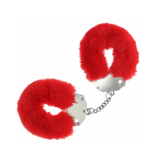 OUCH! HEAVY-DUTY FLUFFY HANDCUFFS RED