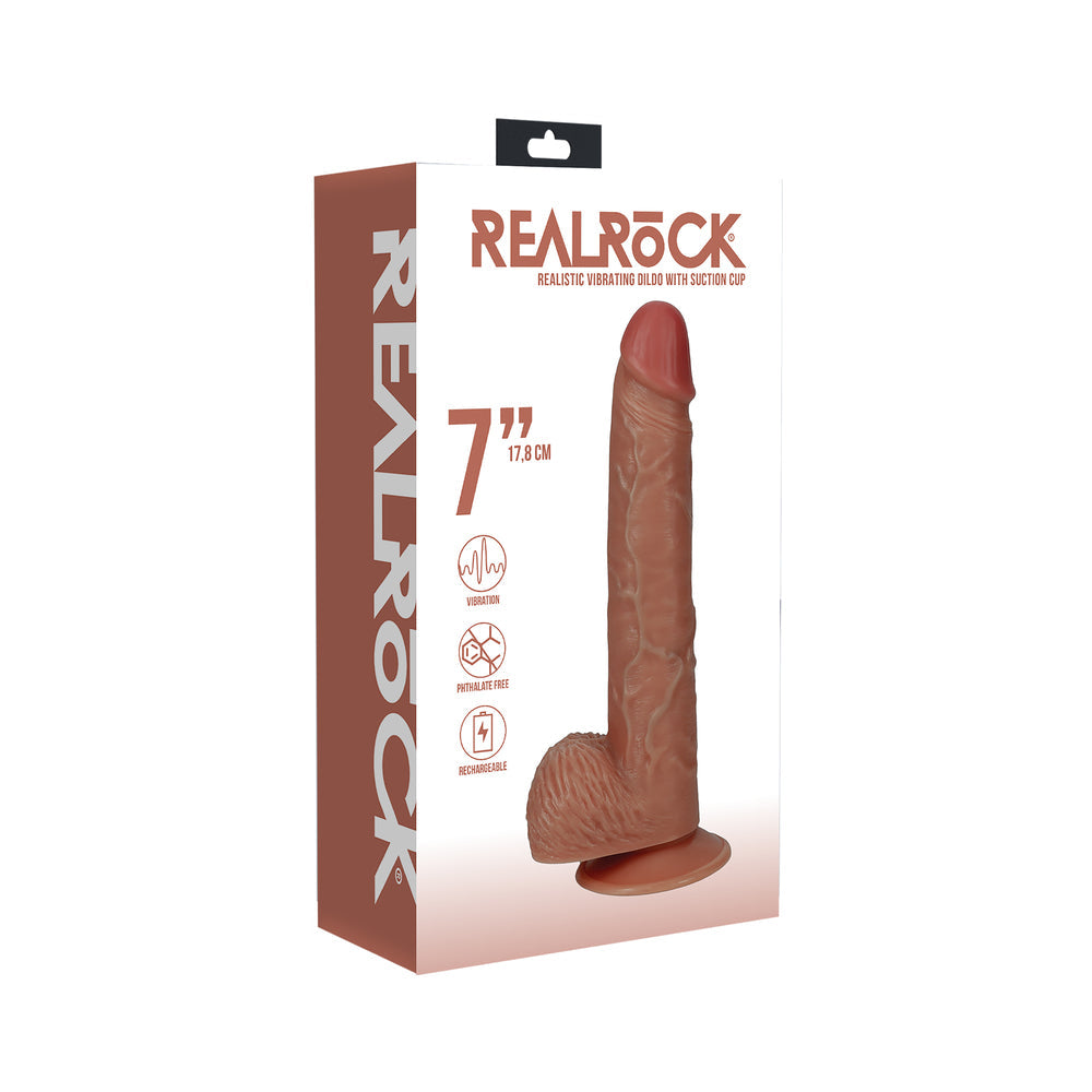 SHOTS - PENE VIBRADOR DE 7 PULGADAS REALROCK CON TESTÍCULOS RECTO NORMAL
