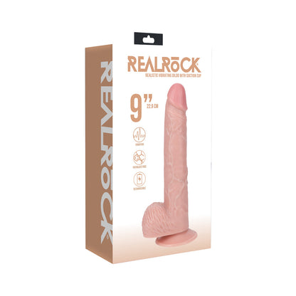 REALROCK 9 IN. VIBRATING COCK WITH BALLS REGULAR STRAIGHT BEIGE