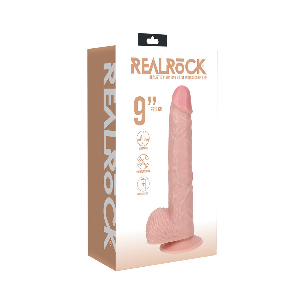 SHOTS - PENE VIBRADOR REALROCK DE 9 PULGADAS CON TESTÍCULOS REGULAR RECTO