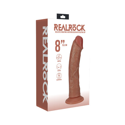 SHOTS - REALROCK 8 IN. VIBRATING AND ROTATING COCK REGULAR CURVED TAN