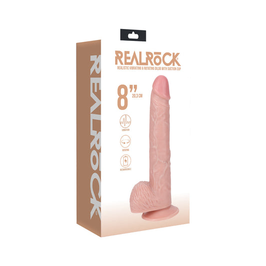 SHOTS - REALROCK 8 IN. VIBRATING AND ROTATING COCK WITH BALLS REGULAR STRAIGHT