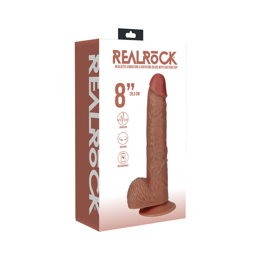 SHOTS - REALROCK 8 IN. VIBRATING AND ROTATING COCK WITH BALLS REGULAR STRAIGHT