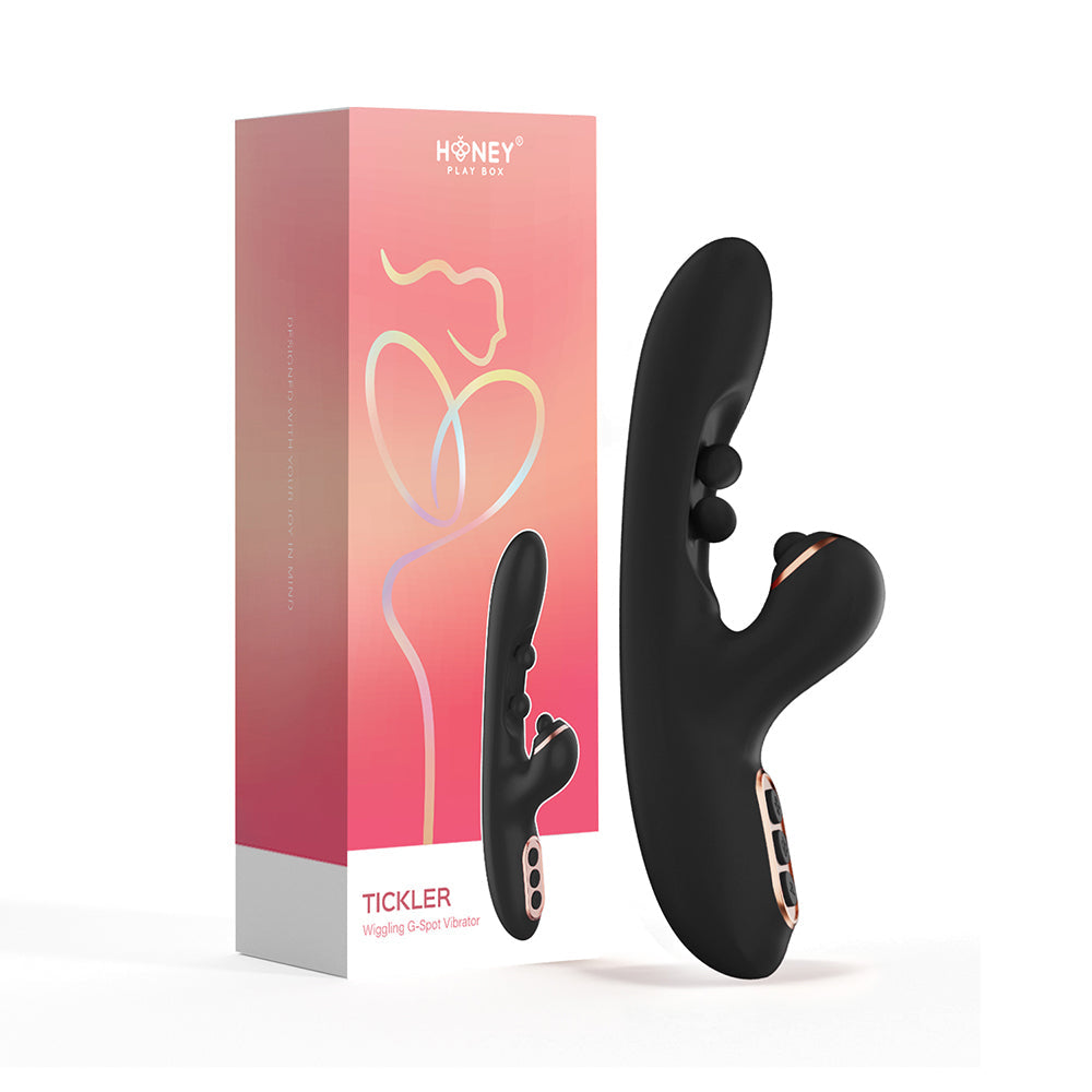 HONEY PLAY BOX TICKLER WIGGLING G-SPOT VIBRATOR & TAPPING CLITORAL STIMULATOR BLACK
