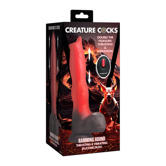 XR BRANDS - DILDO DE SILICONA CON CONTROL REMOTO CON FUNCIÓN DE EMPUJE Y VIBRACIÓN "CREATURE COCKS CANINE"