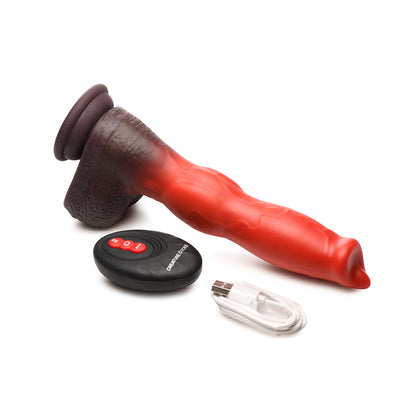 XR BRANDS - DILDO DE SILICONA CON CONTROL REMOTO CON FUNCIÓN DE EMPUJE Y VIBRACIÓN "CREATURE COCKS CANINE"