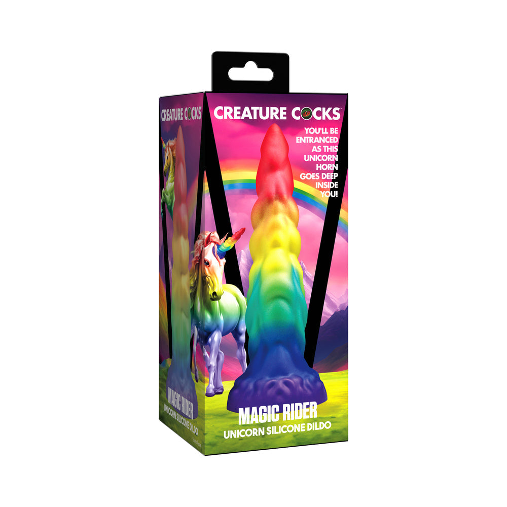 XR BRANDS - CREATURE COCKS CUERNO ARCOÍRIS DILDO DE SILICONA