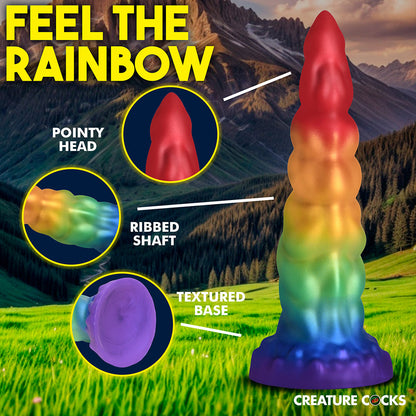 CREATURE COCKS RAINBOW HORN SILICONE DILDO