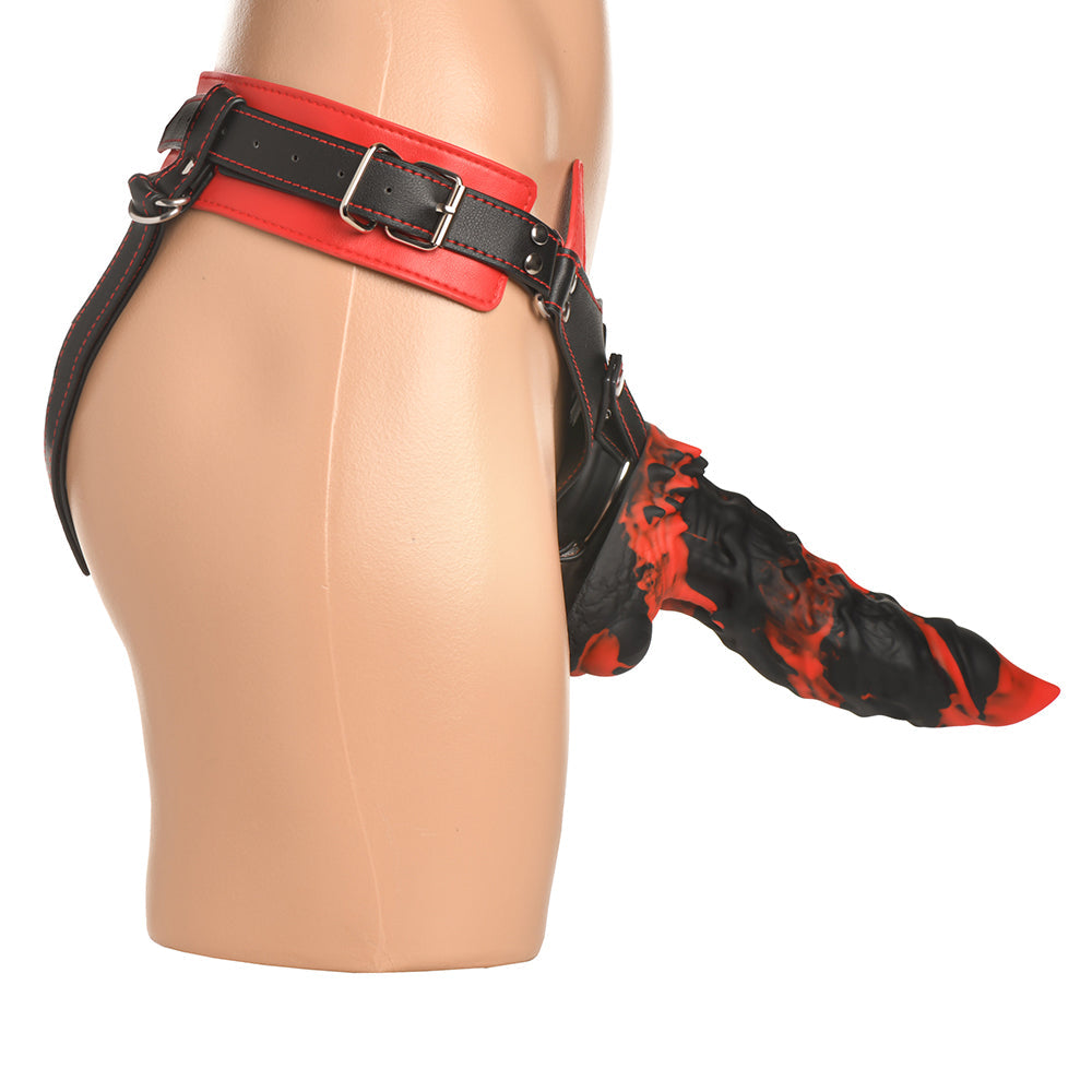 CREATURE COCKS HORNY DEVIL STRAP-ON HARNESS RED