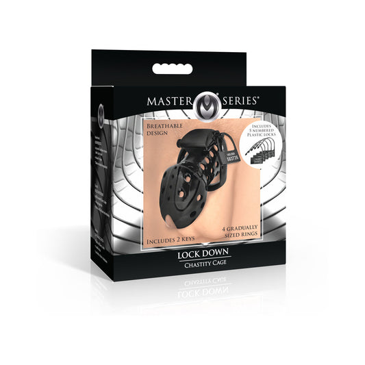XR BRANDS - MASTER SERIES LOCK DOWN CHASTITY CAGE