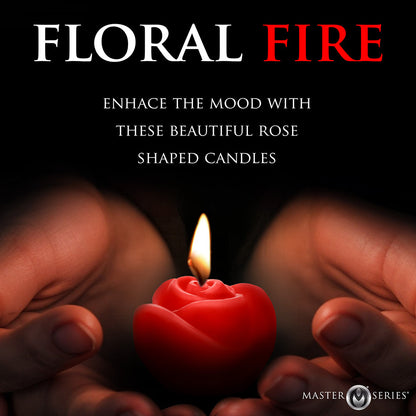 MASTER SERIES FIRE GARDEN 3-PIECE ROSE CANDLE SET BLACK/PURPLE/RED