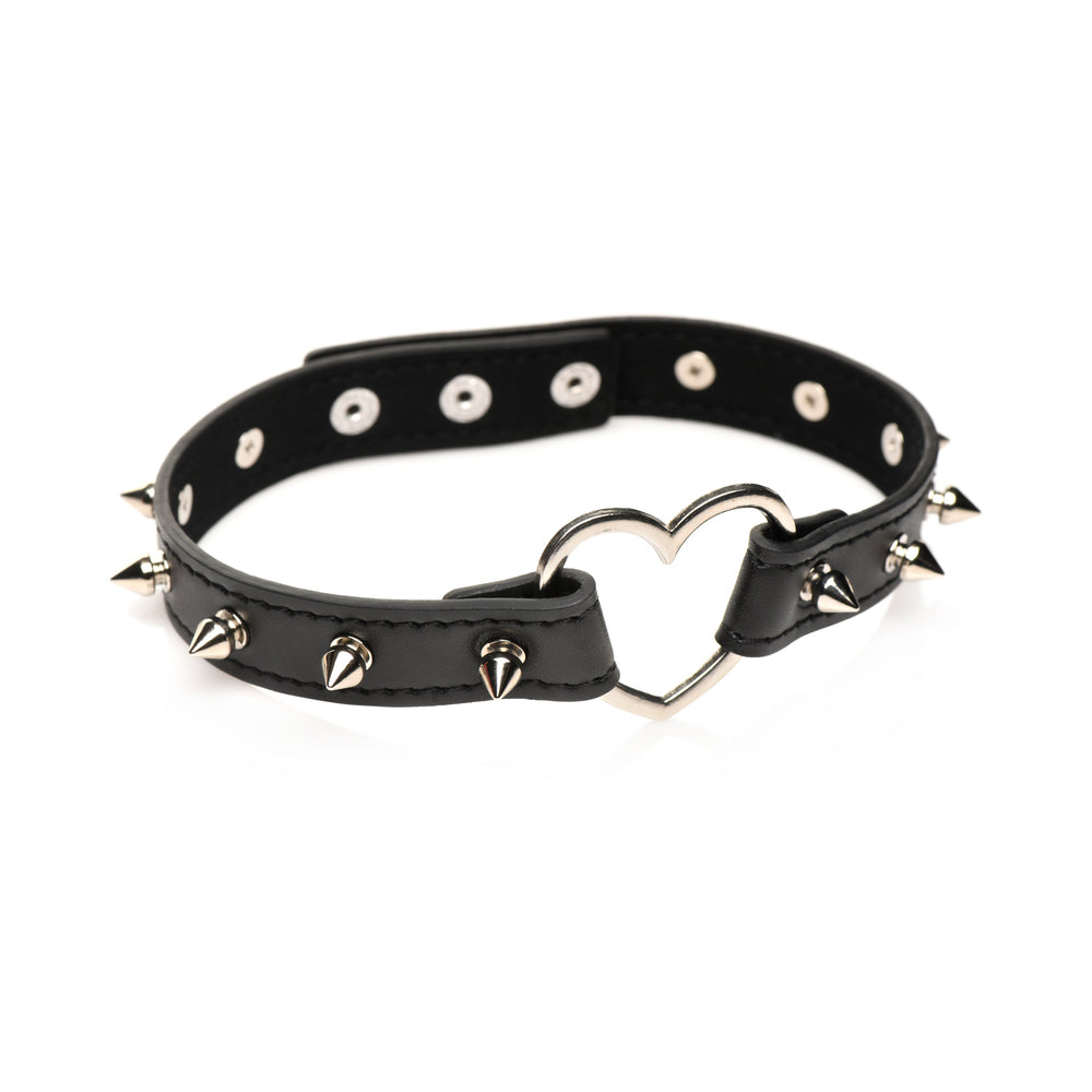 MASTER SERIES SPIKED HEART CHOKER BLACK