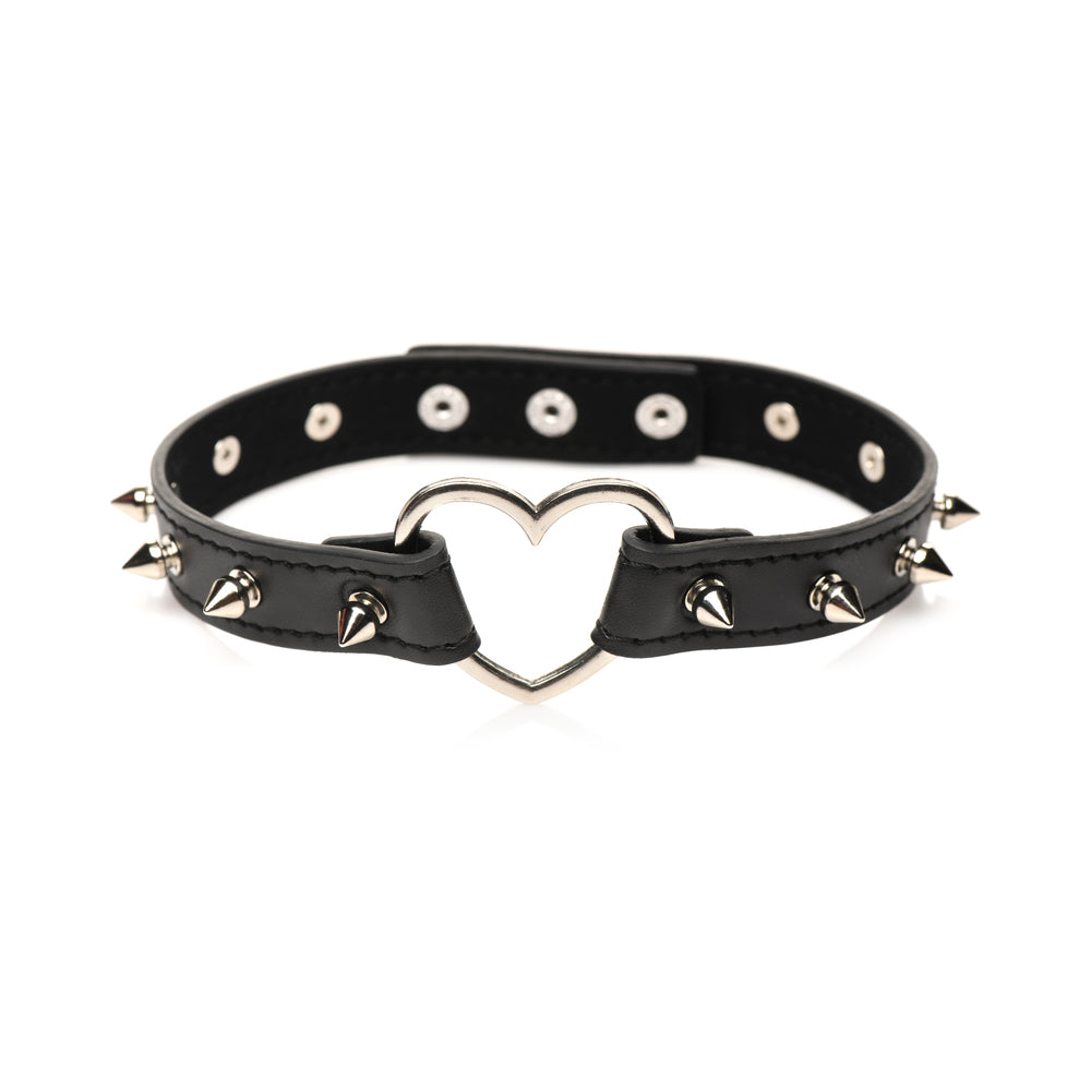 MASTER SERIES SPIKED HEART CHOKER BLACK