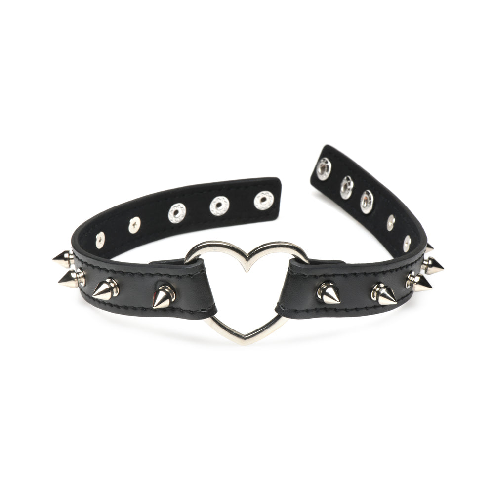 MASTER SERIES SPIKED HEART CHOKER BLACK
