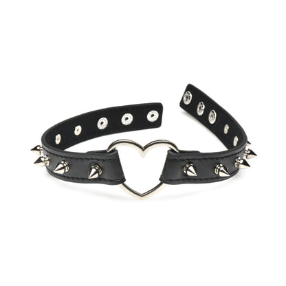 MASTER SERIES SPIKED HEART CHOKER BLACK