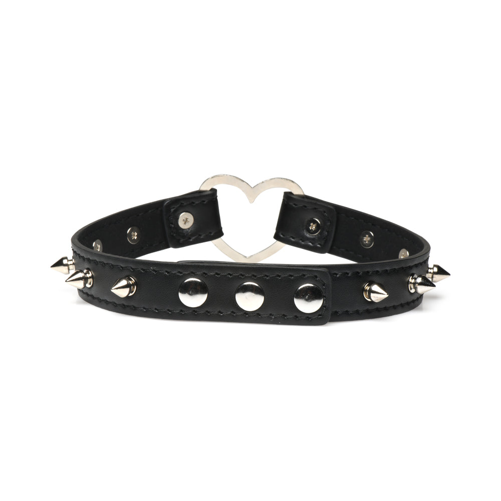 MASTER SERIES SPIKED HEART CHOKER BLACK