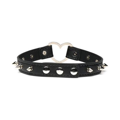 MASTER SERIES SPIKED HEART CHOKER BLACK