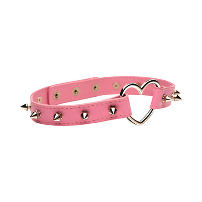 MASTER SERIES SPIKED HEART CHOKER PINK