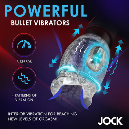 JOCK SPINNING & THRUSTING MASTURBATOR WITH DUAL VIBRATION