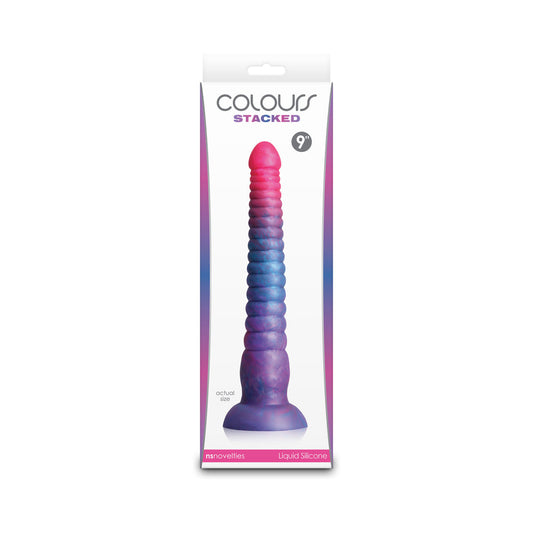 NS NOVELTIES - COLOURS STACKED 9 IN. DILDO PINK/BLUE