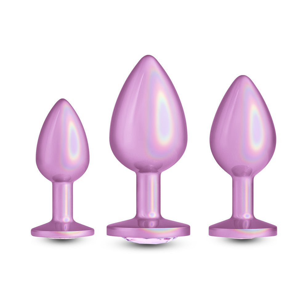 NS NOVELTIES - REAR ASSETS 3-PIECE METAL PLUG KIT IRIDESCENT PINK WITH PINK GEM