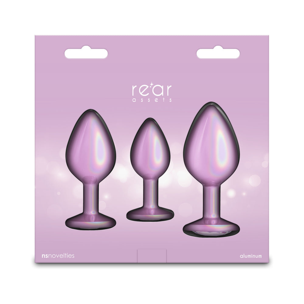 NS NOVELTIES - REAR ASSETS 3-PIECE METAL PLUG KIT IRIDESCENT PINK WITH PINK GEM