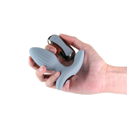 NS NOVELTIES - RENEGADE SUMMIT RECHARGEABLE GYRATING PLUG WITH REMOTE GRAY