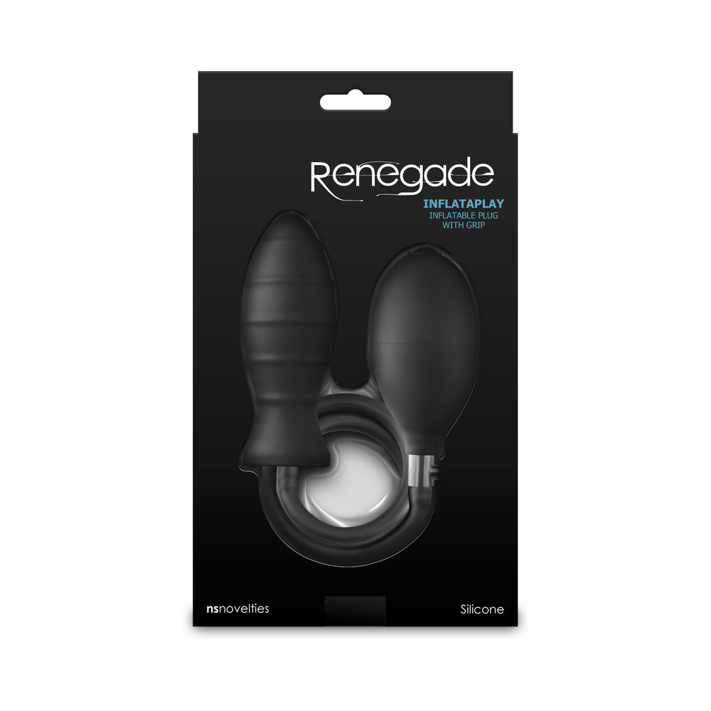 NS NOVELTIES - RENEGADE INFLATAPLAY INFLATABLE PLUG WITH GRIP BLACK